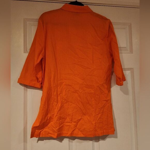 NWT Carrie Allen orange button up blouse L - Picture 5 of 5